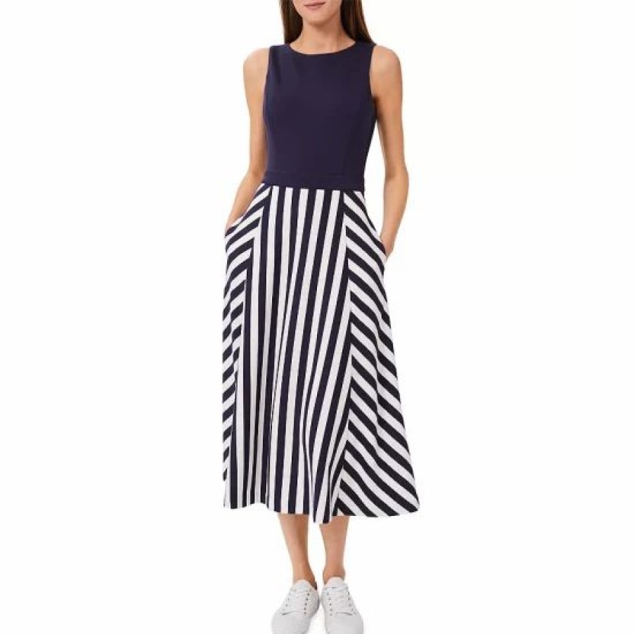 Dress * | Cheapest Hobbs London Stevie Dress Navy Ivory