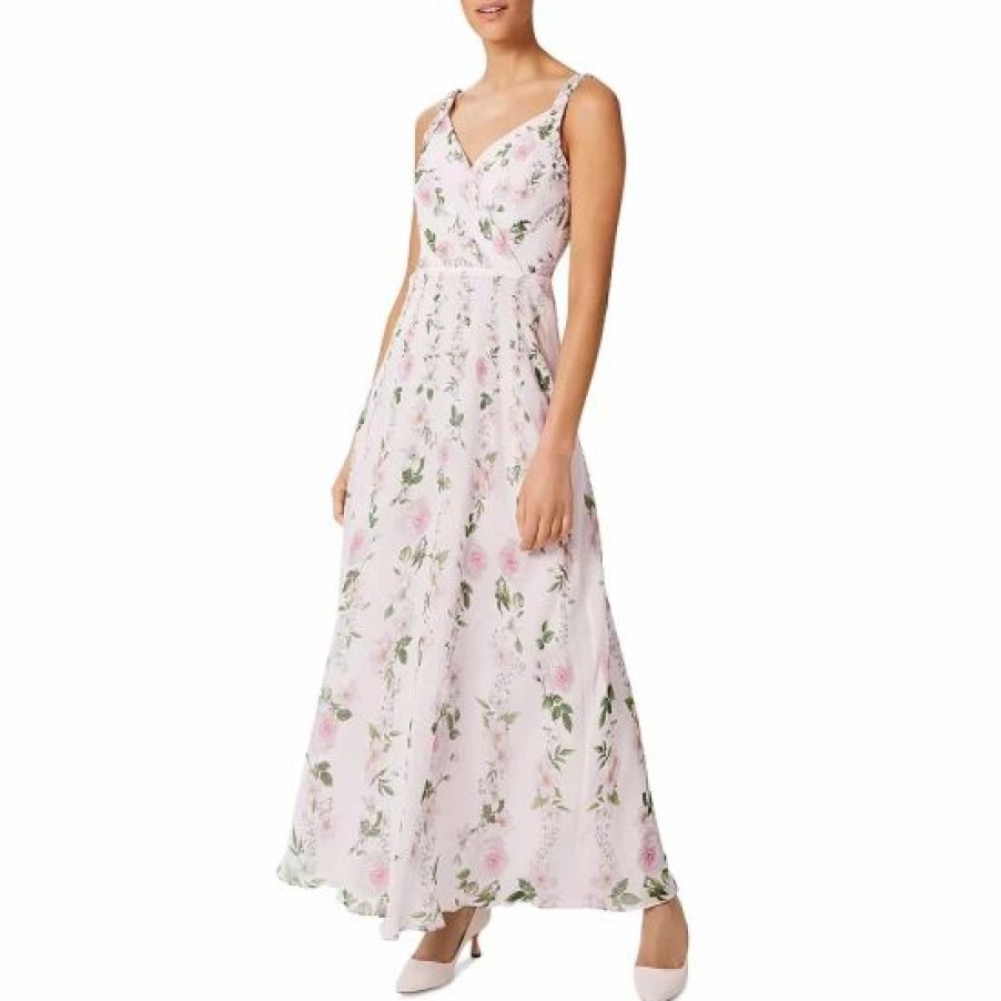 Dress * | Cheapest Hobbs London Catherine Silk Maxi Dress Pale Pink