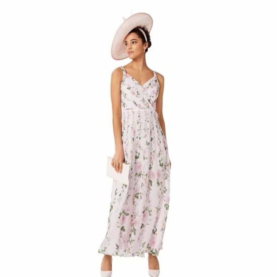 Dress * | Cheapest Hobbs London Catherine Silk Maxi Dress Pale Pink