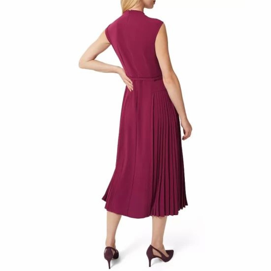 Dress * | Cheapest Hobbs London Sierra Belted Midi Dress Warm Plum