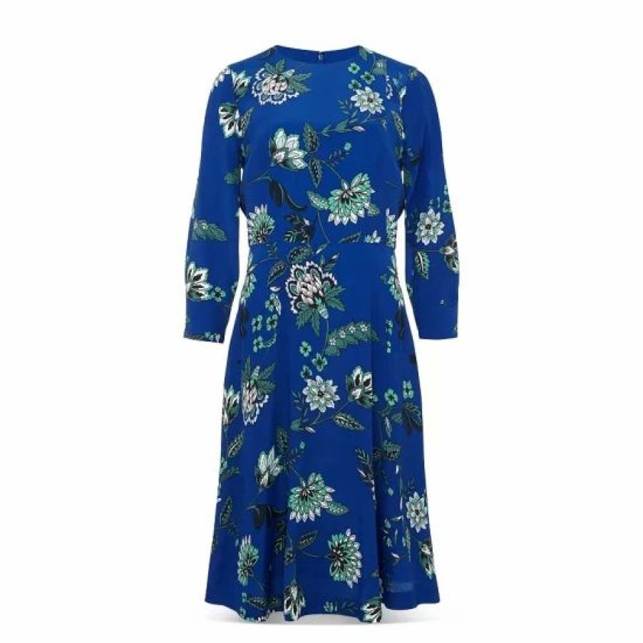 Dress * | Coupon Hobbs London Marietta Printed Dress Azure Apple