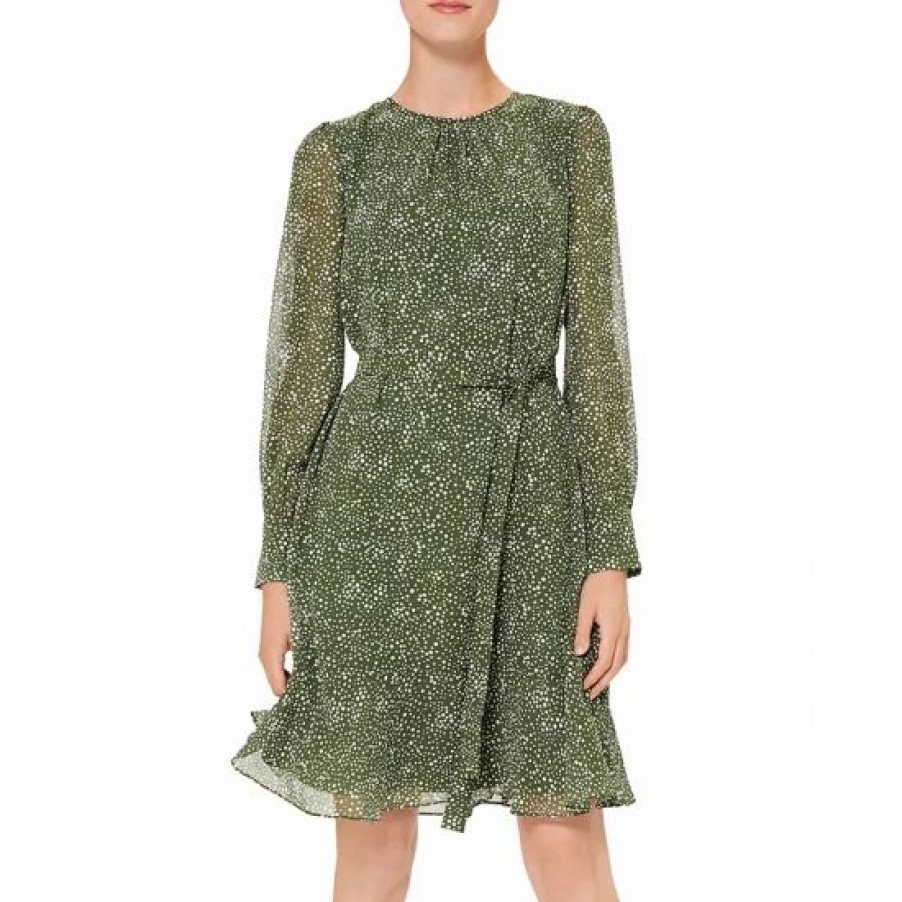 Dress * | Discount Hobbs London Frances Dot Print Dress Fern Green