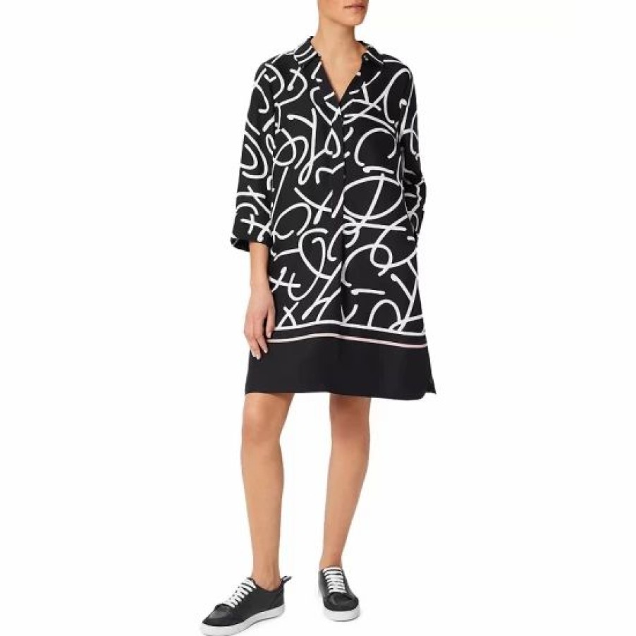 Dress * | Promo Hobbs London Marina Printed Tunic Dress Navy Ivory