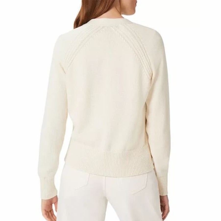 Sweater * | Best Pirce Hobbs London Chloe Ribbed Edge Cardigan Ivory