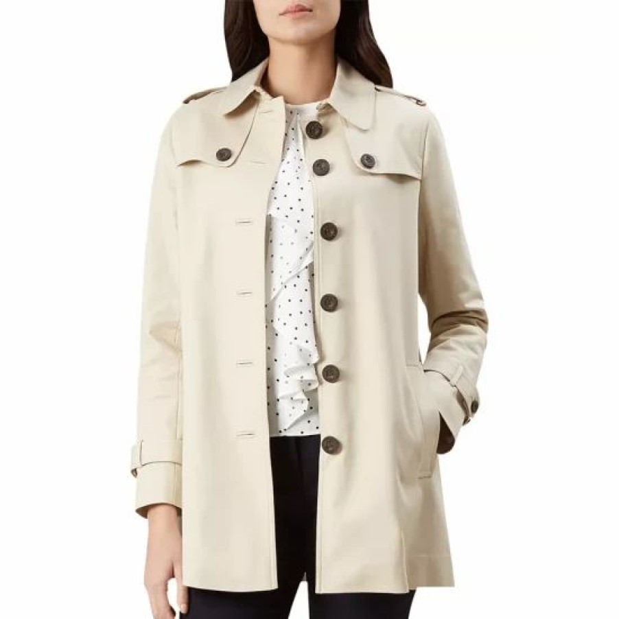 Coat * | Top 10 Hobbs London Chrissie Single-Breasted Trench Coat New Neutral