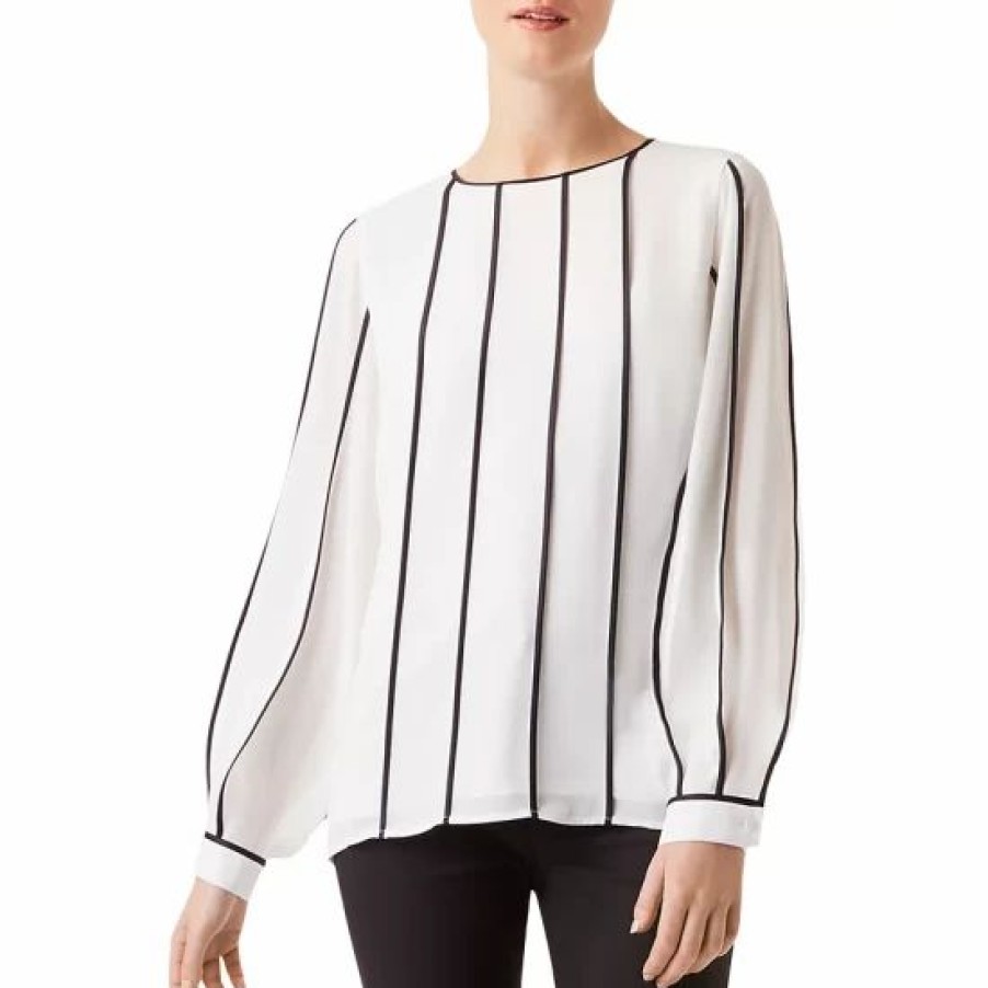 Top * | Deals Hobbs London Lorelai Piped Top Ivory Navy