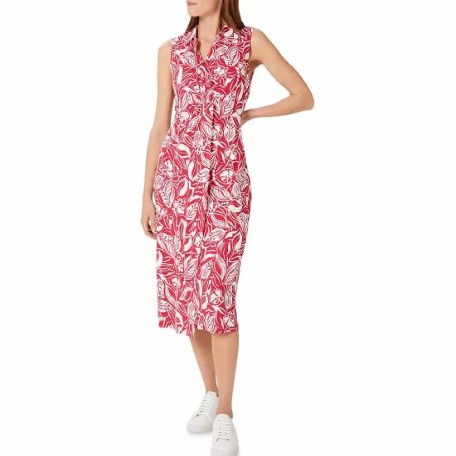 Dress * | Deals Hobbs London Hobbd London Nadia Jersey Dress Magenta Ivory