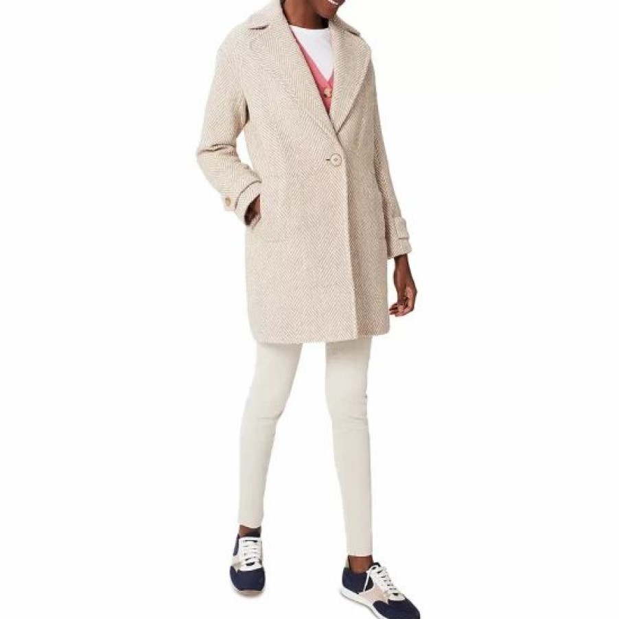 Coat * | Deals Hobbs London Carmen Single Breasted Coat Biscuit Ivory