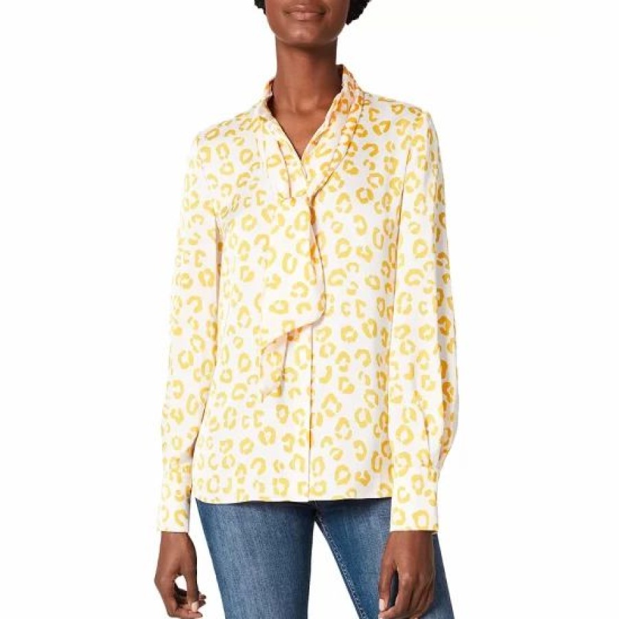 Top * | Cheapest Hobbs London Beatrice Printed Blouse Ivory Yellow