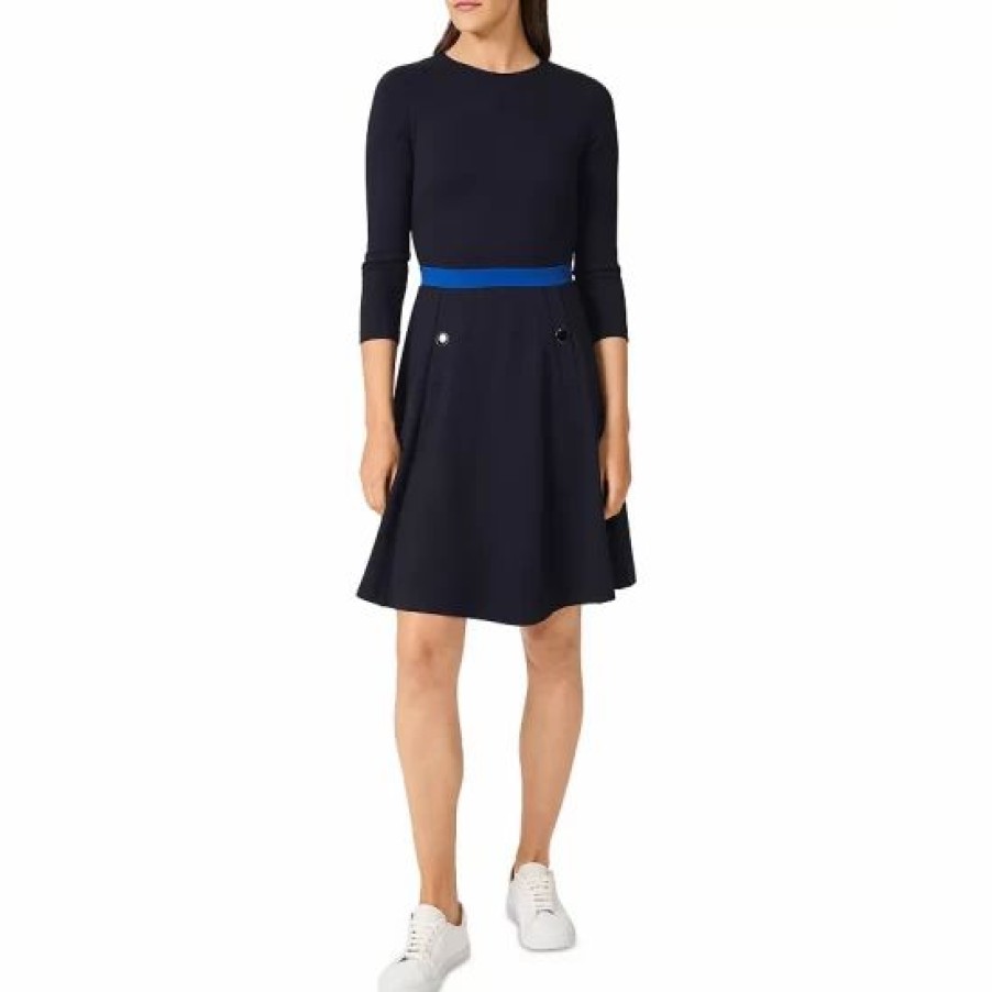 Dress * | Budget Hobbs London Gina Ponte Knit Dress Navy Blue