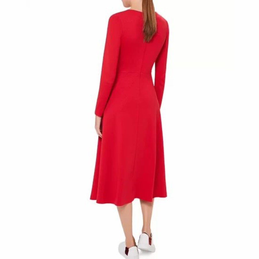 Dress * | Buy Hobbs London Marina Square Neck Dress Raspberry