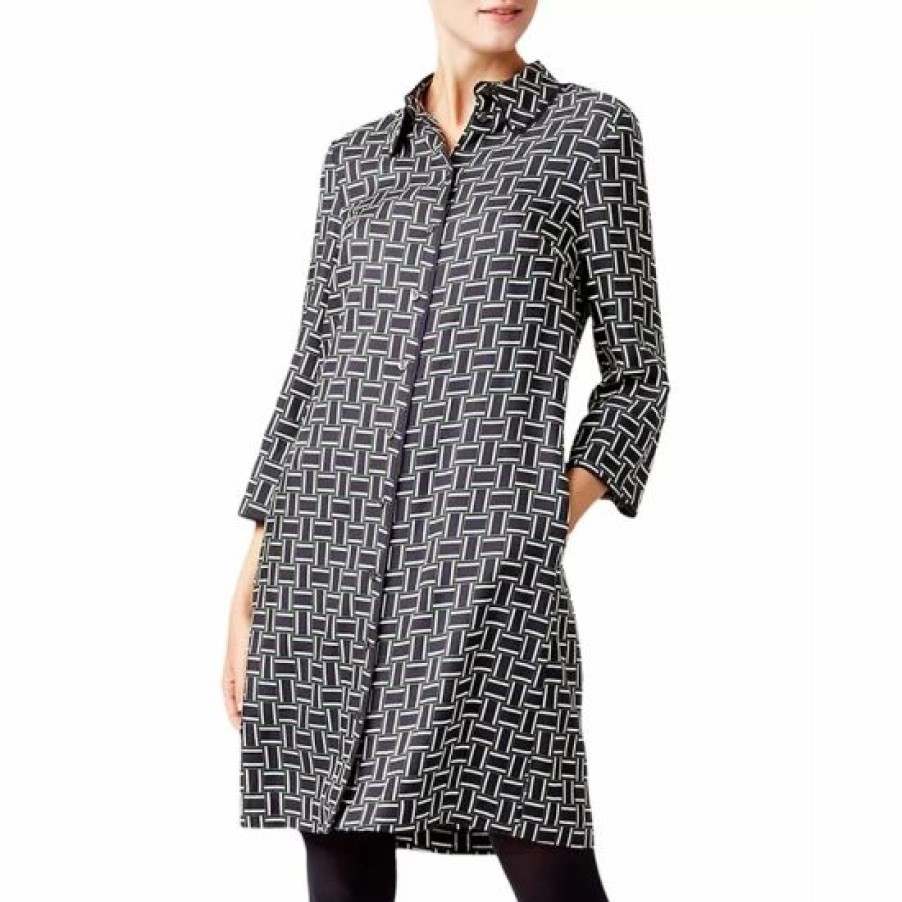 Dress * | Promo Hobbs London Aubery Geometric Print Shirt Dress Navy Multi