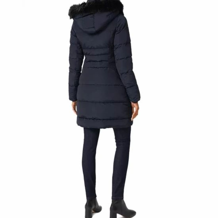 Coat * | Coupon Hobbs London Dita Faux Fur Trimmed Puffer Coat Navy