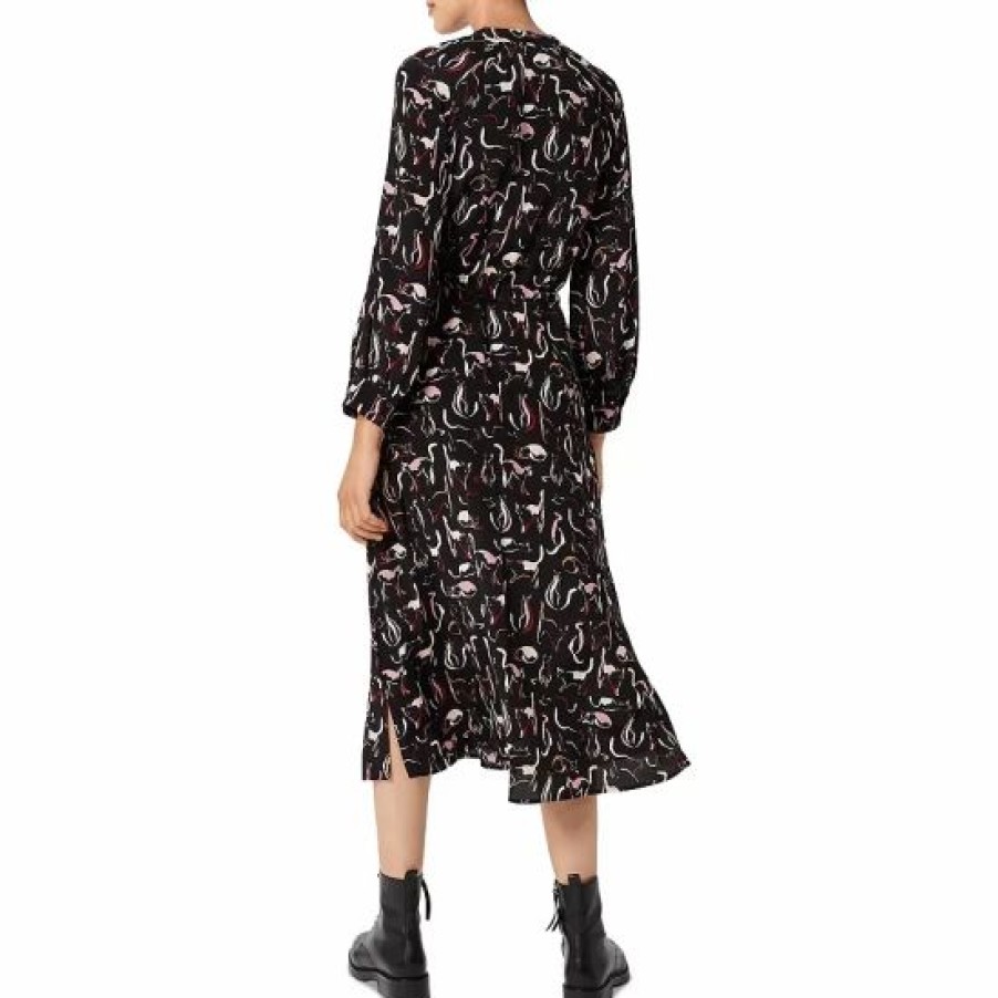 Dress * | Promo Hobbs London Teagan Printed Midi Dress Black Multi