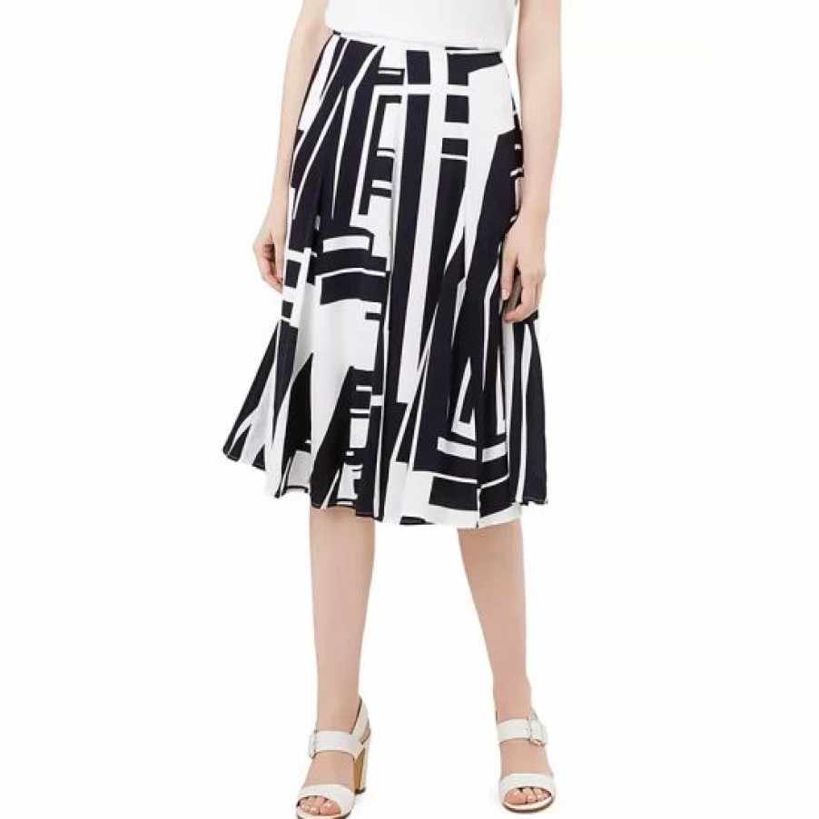 Skirt * | Cheapest Hobbs London Hobbs Tahlia Geometric Print Skirt Navy Ivory