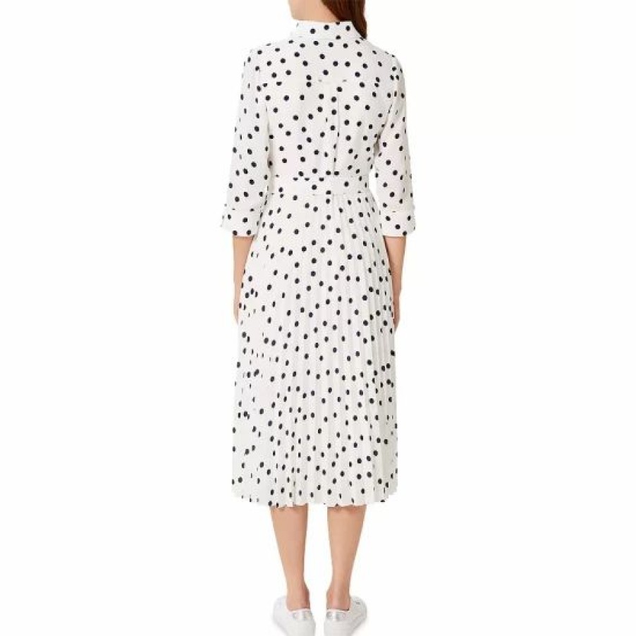 Dress * | Best Deal Hobbs London Leona Spot Print Midi Dress Ivory Navy