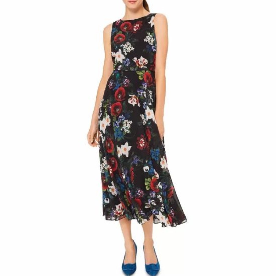 Dress * | Cheapest Hobbs London Carly Floral Print Dress Black Multi