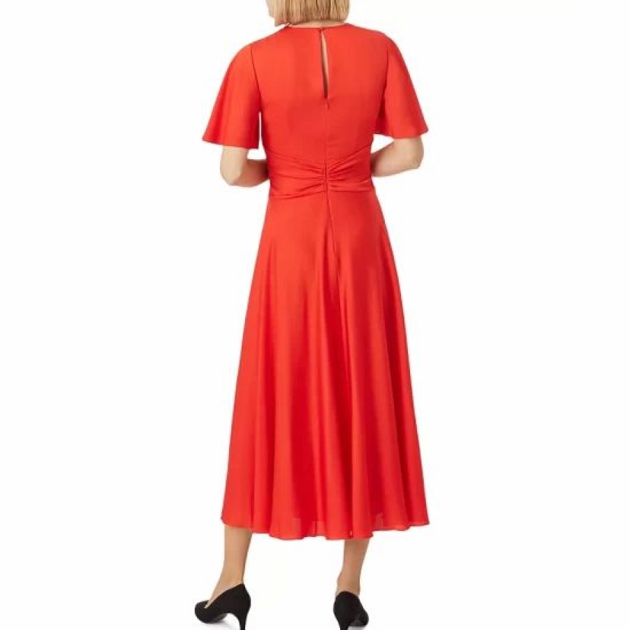 Dress * | Coupon Hobbs London Leia Knotted-Waist Dress Flame Red