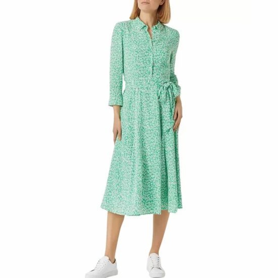 Dress * | Buy Hobbs London Frederica Belted Shirt Dress Green Multi