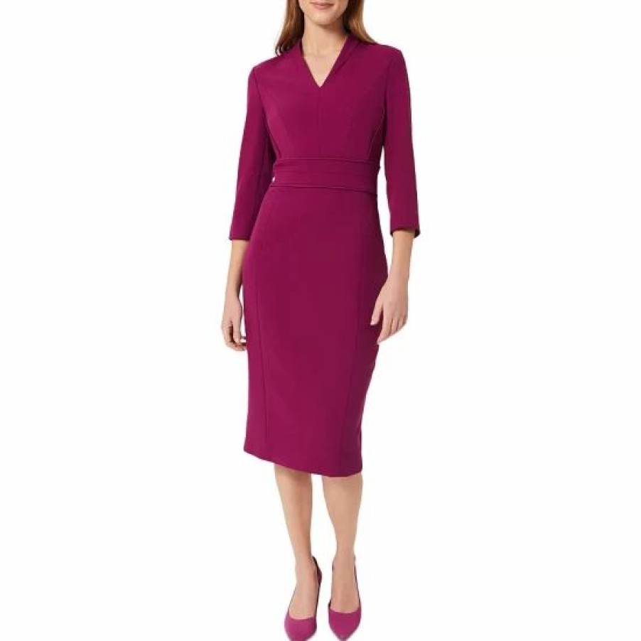 Dress * | Buy Hobbs London Kim Sheath Dress Bright Plum