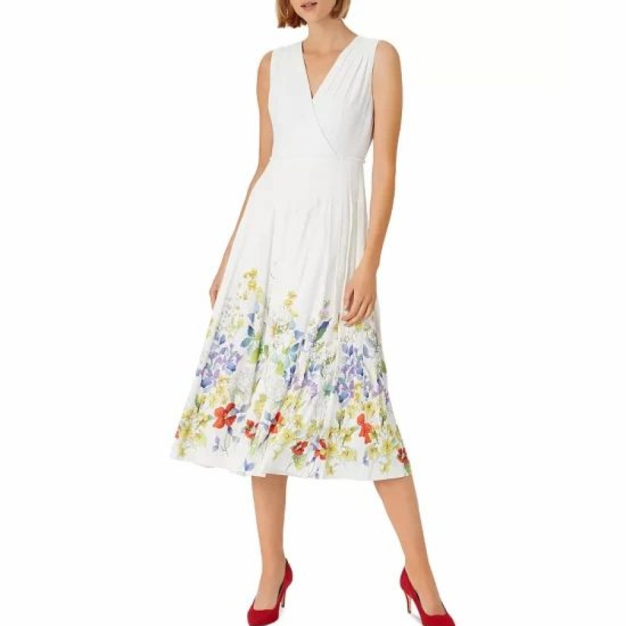 Dress * | Wholesale Hobbs London Floral Print Fit & Flare Dress Ivory Multi