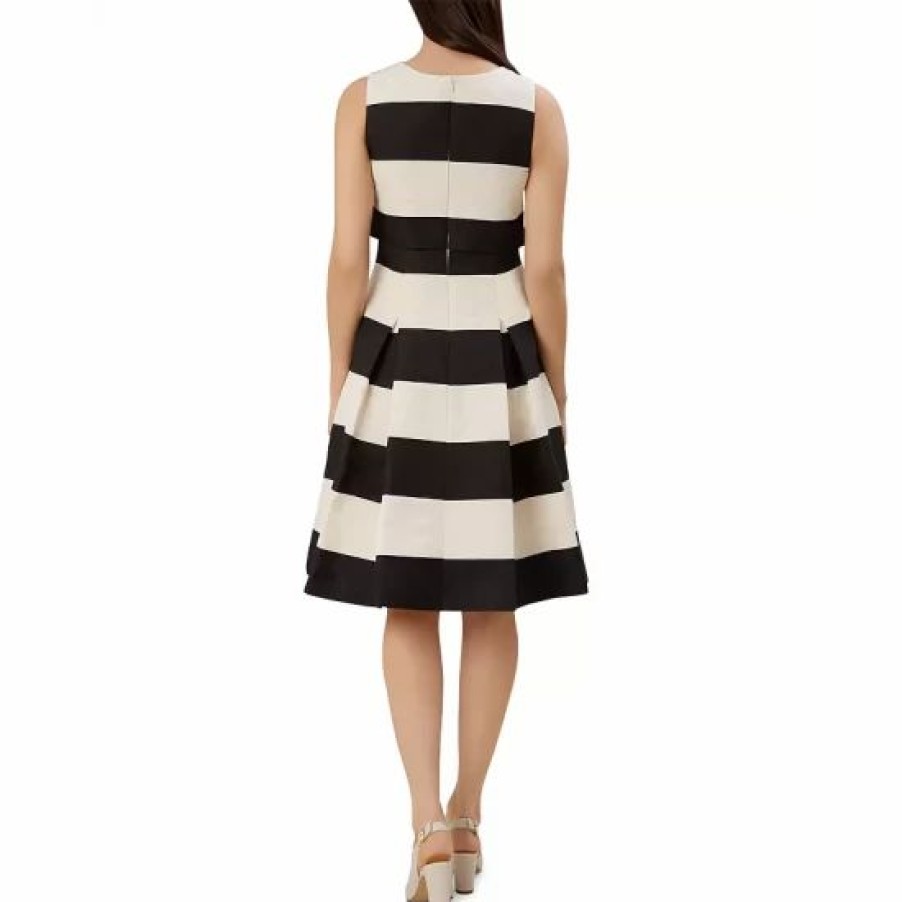 Dress * | Buy Hobbs London Emma Popover Striped Dress Black/Ivory