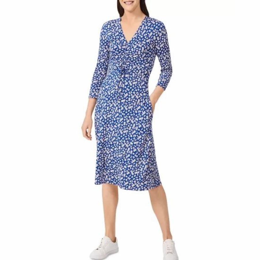 Dress * | Best Deal Hobbs London Simmy Printed Midi Dress Blue Multi