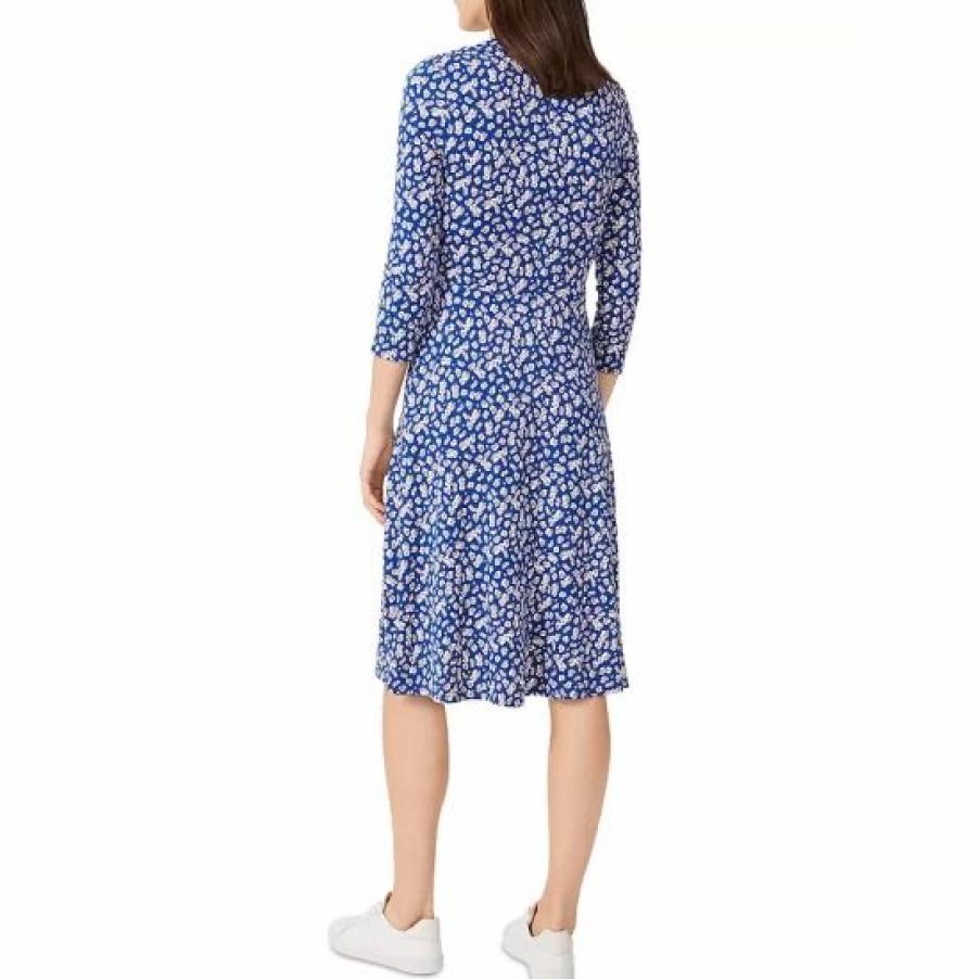 Dress * | Best Deal Hobbs London Simmy Printed Midi Dress Blue Multi