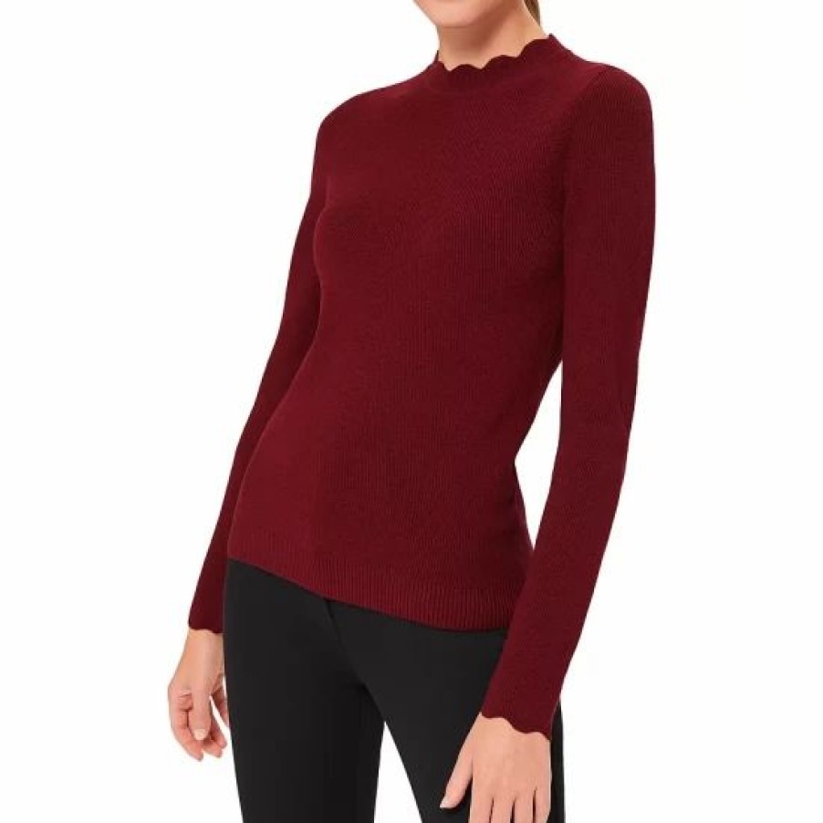 Sweater * | Discount Hobbs London Savannah Scalloped Neck Sweater Merlot