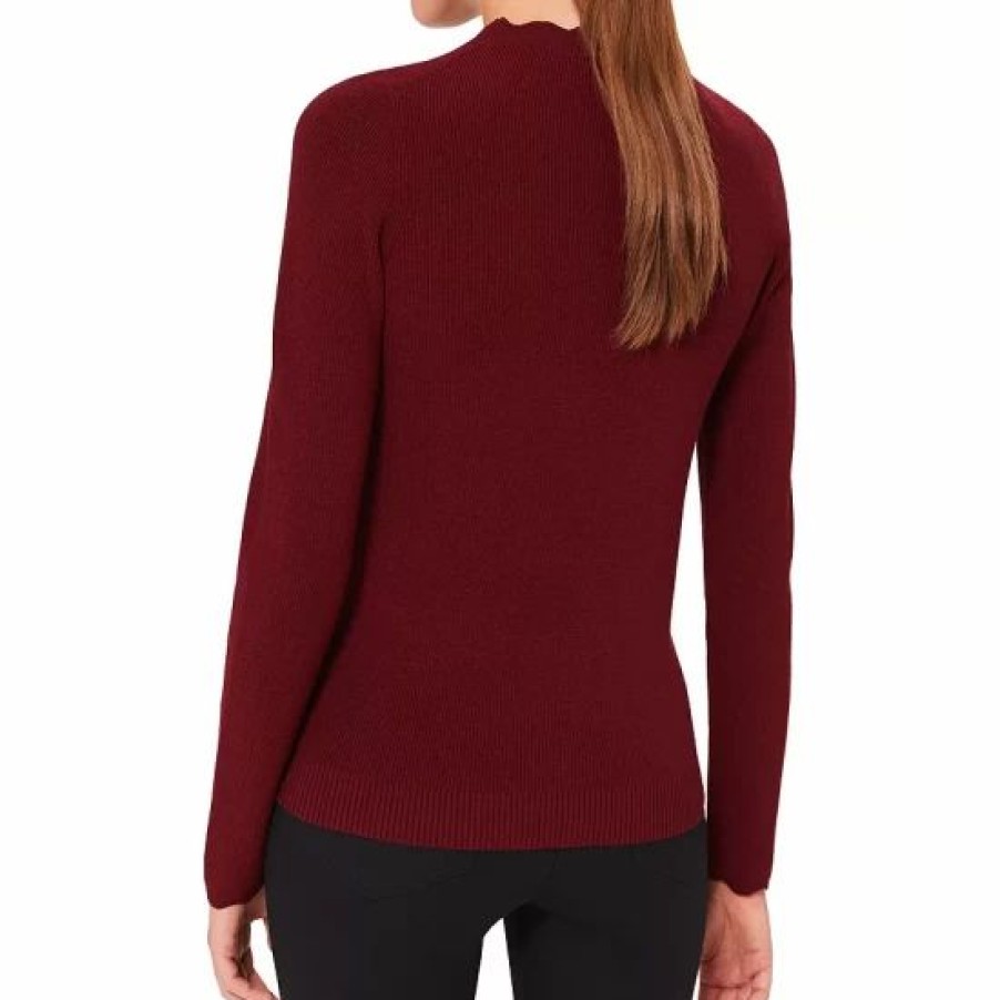 Sweater * | Discount Hobbs London Savannah Scalloped Neck Sweater Merlot