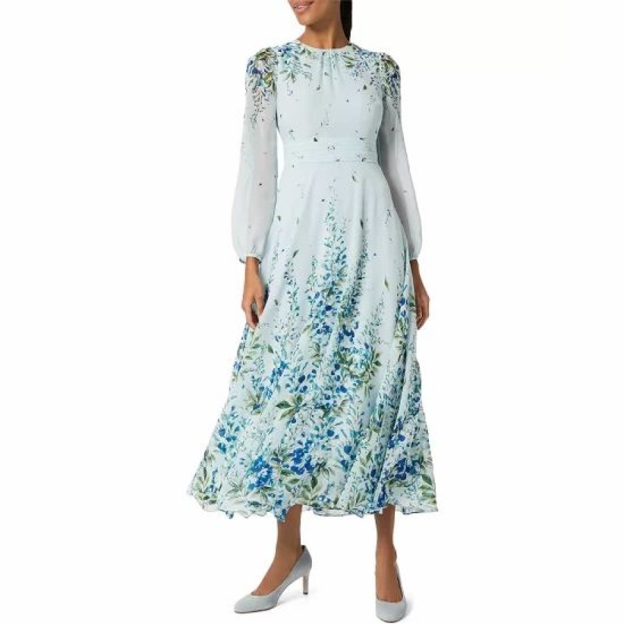 Dress * | Best Pirce Hobbs London Giselle Silk Dress Pale Blue