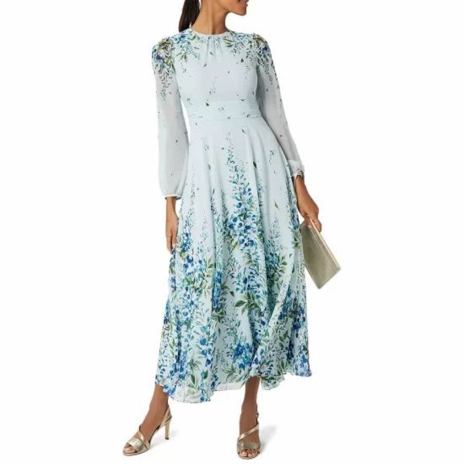 Dress * | Best Pirce Hobbs London Giselle Silk Dress Pale Blue