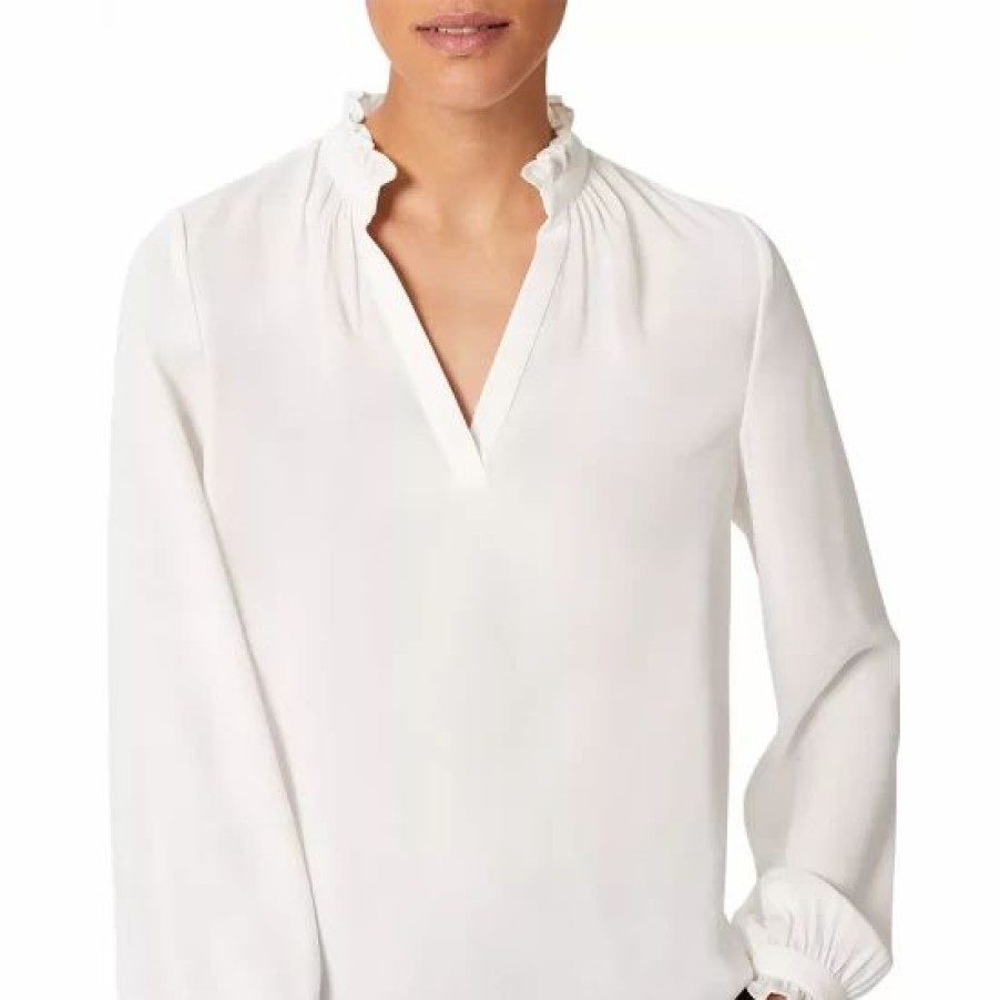 Top * | Deals Hobbs London Beki Ruffled Blouse Ivory