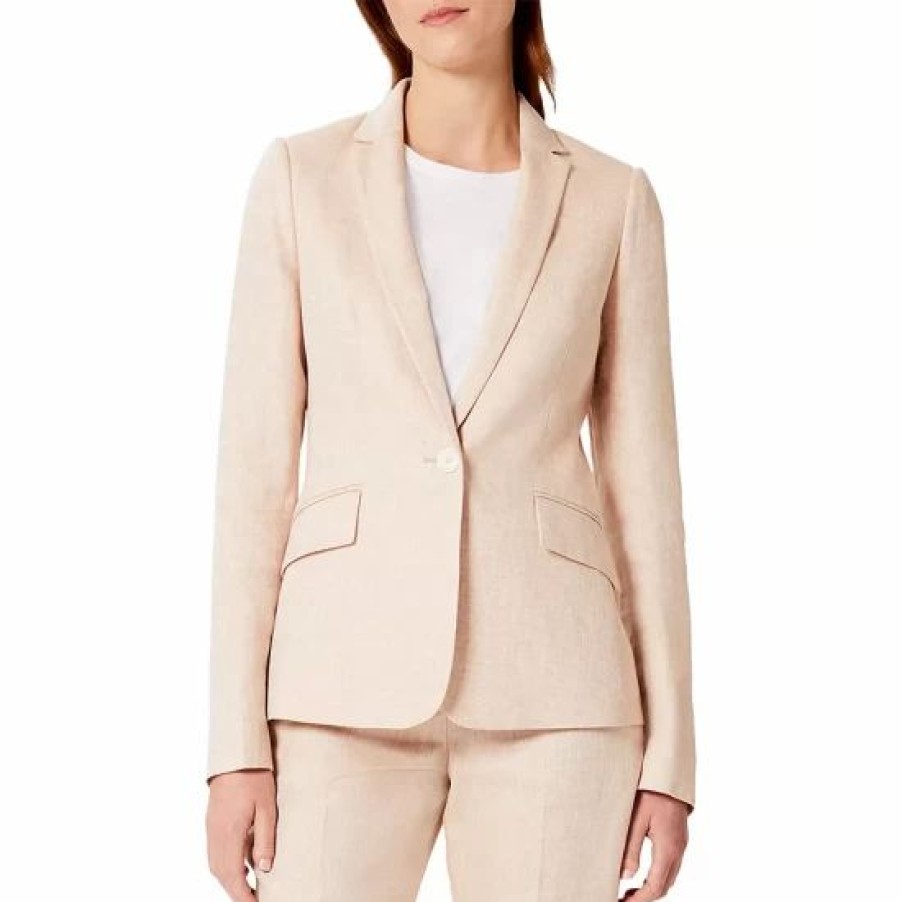 Blazers * | Best Deal Hobbs London Ivana One Button Blazer Warm Neutral