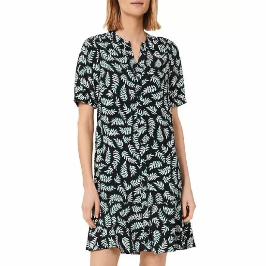 Dress * | Flash Sale Hobbs London Tabitha Palm Print Mini Dress Navy Green