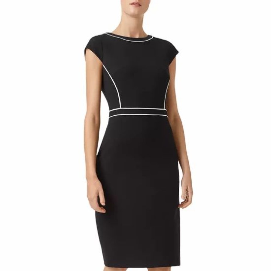 Dress * | Cheap Hobbs London Cordelia Piped Sheath Dress Black/Ivory