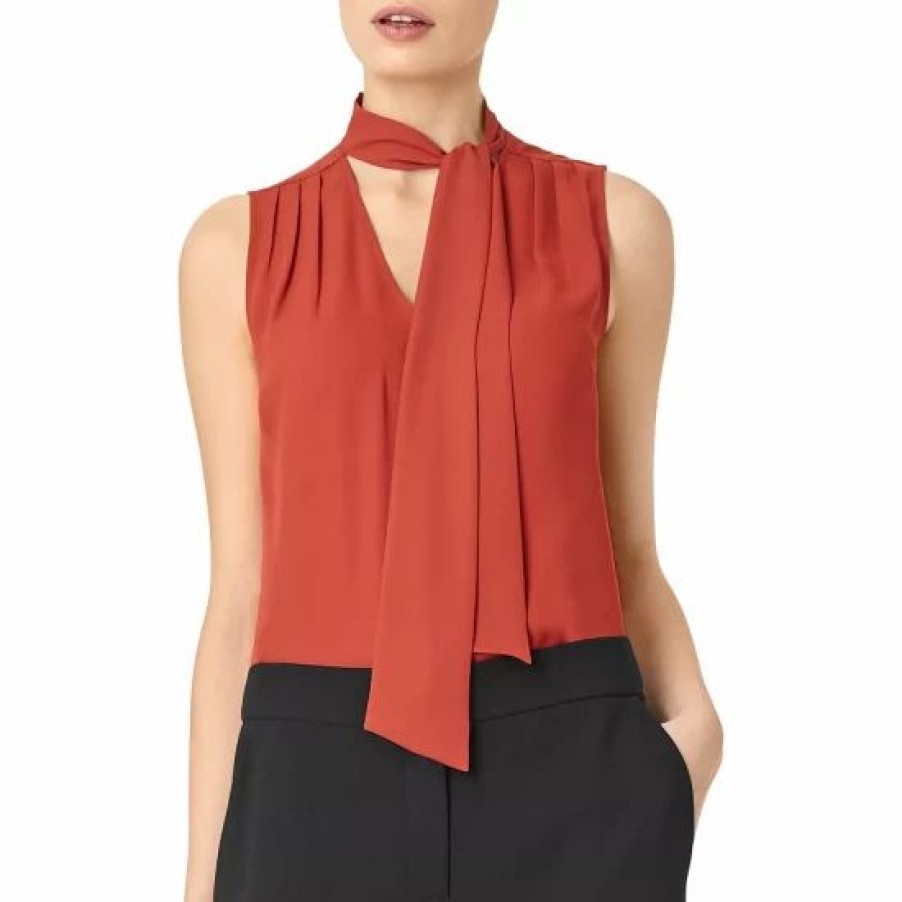 Top * | Best Reviews Of Hobbs London Coralyn Tie-Neck Top Rust