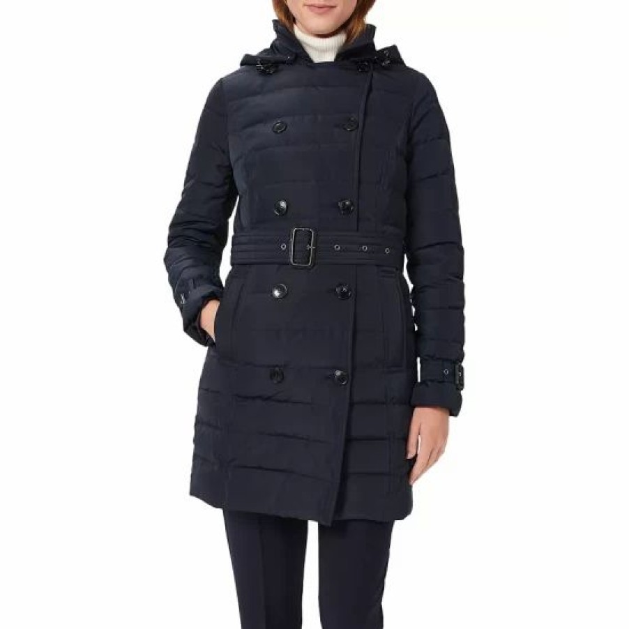 Coat * | Budget Hobbs London Corina Puffer Trench Coat Navy