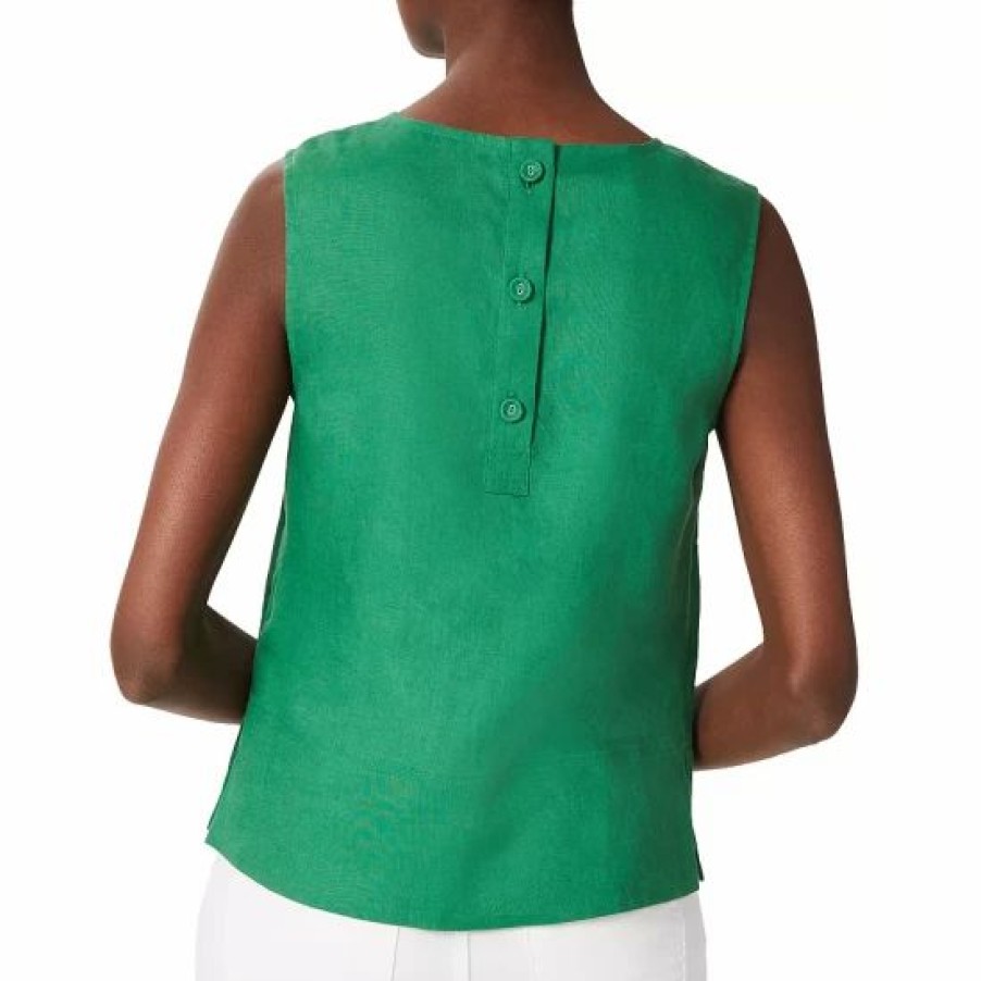 Top * | Best Sale Hobbs London Flax Linen Halle Sleeveless Top Amazon Green