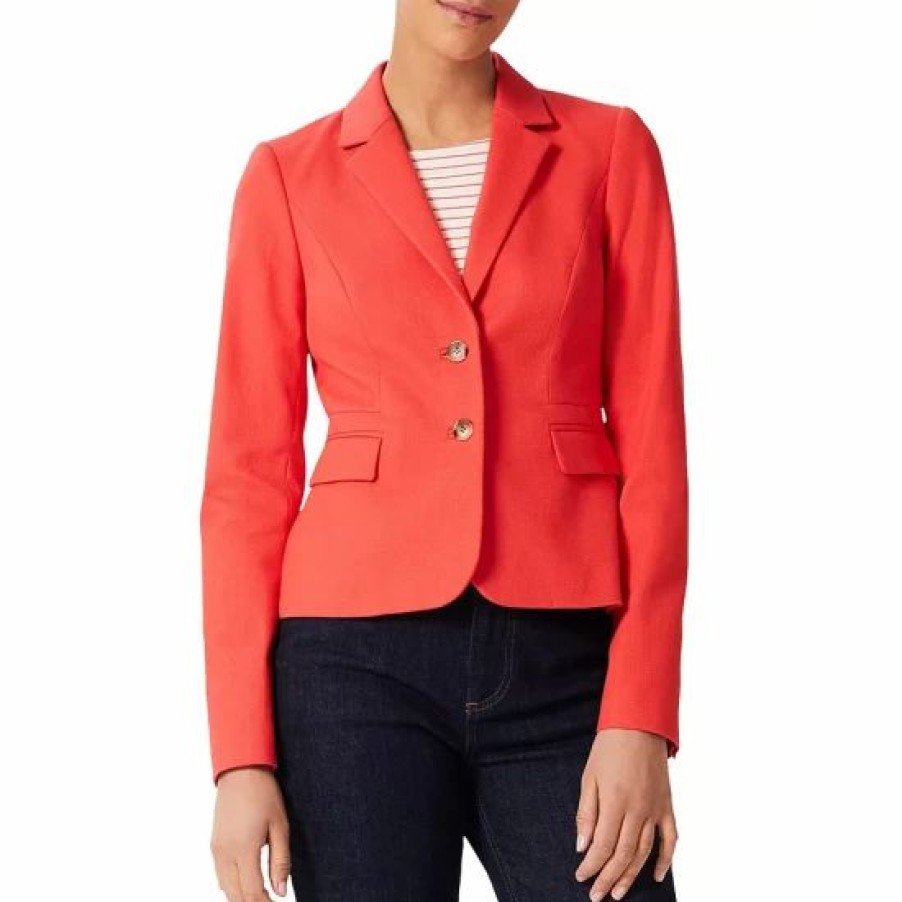 Jacket * | Hot Sale Hobbs London Hackness Single Breasted Jacket Deep Coral