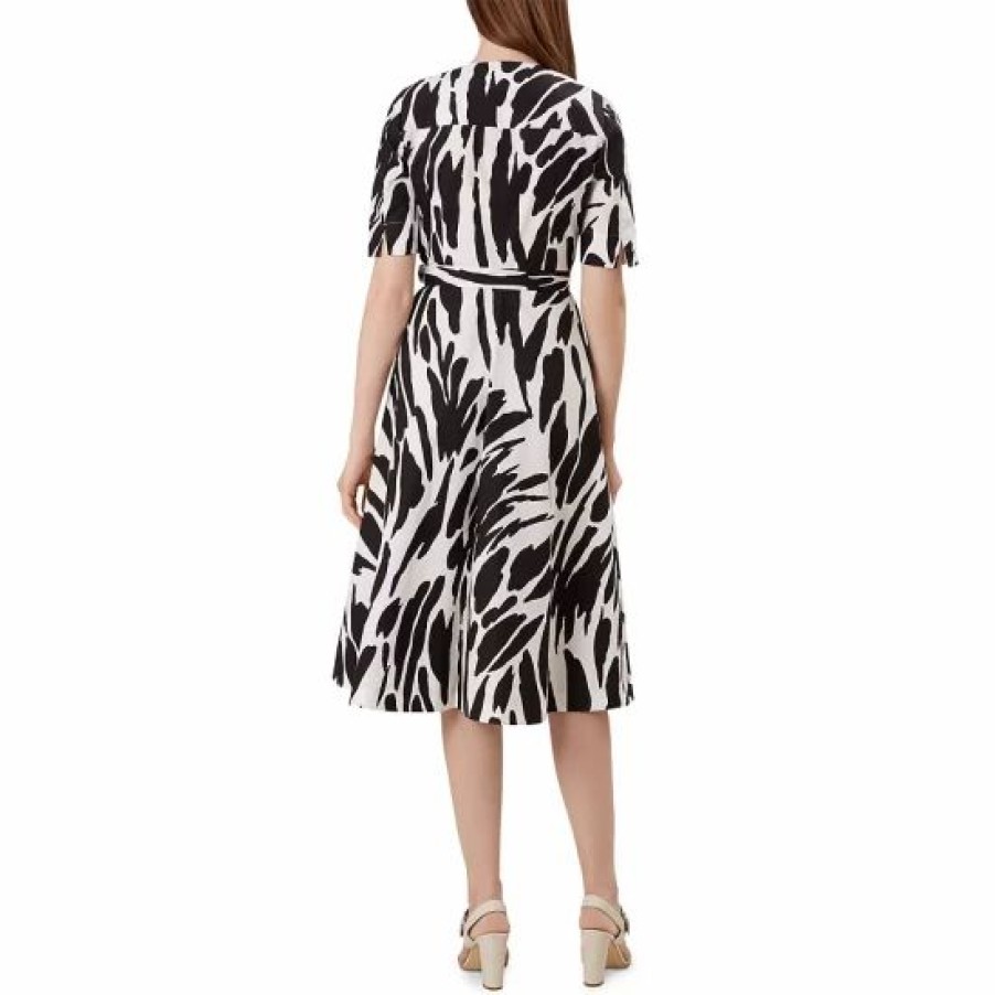 Dress * | Deals Hobbs London Amara Printed Wrap Dress Black/Ivory