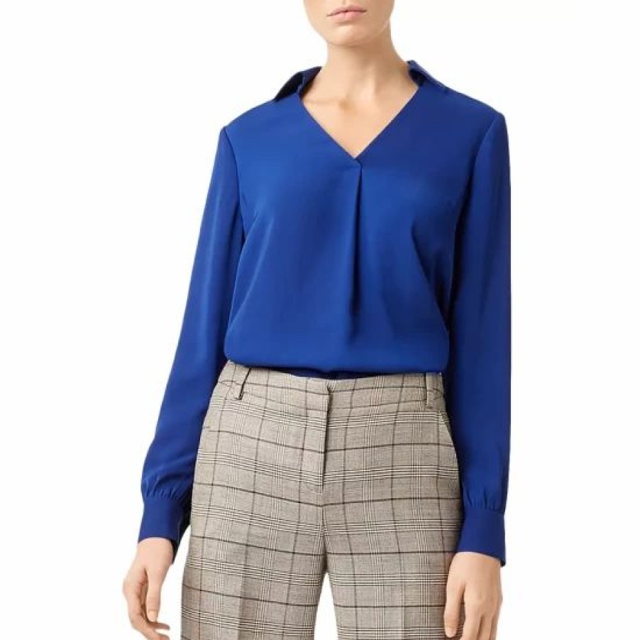 Top * | Best Deal Hobbs London Philippa Collared Top Cobalt