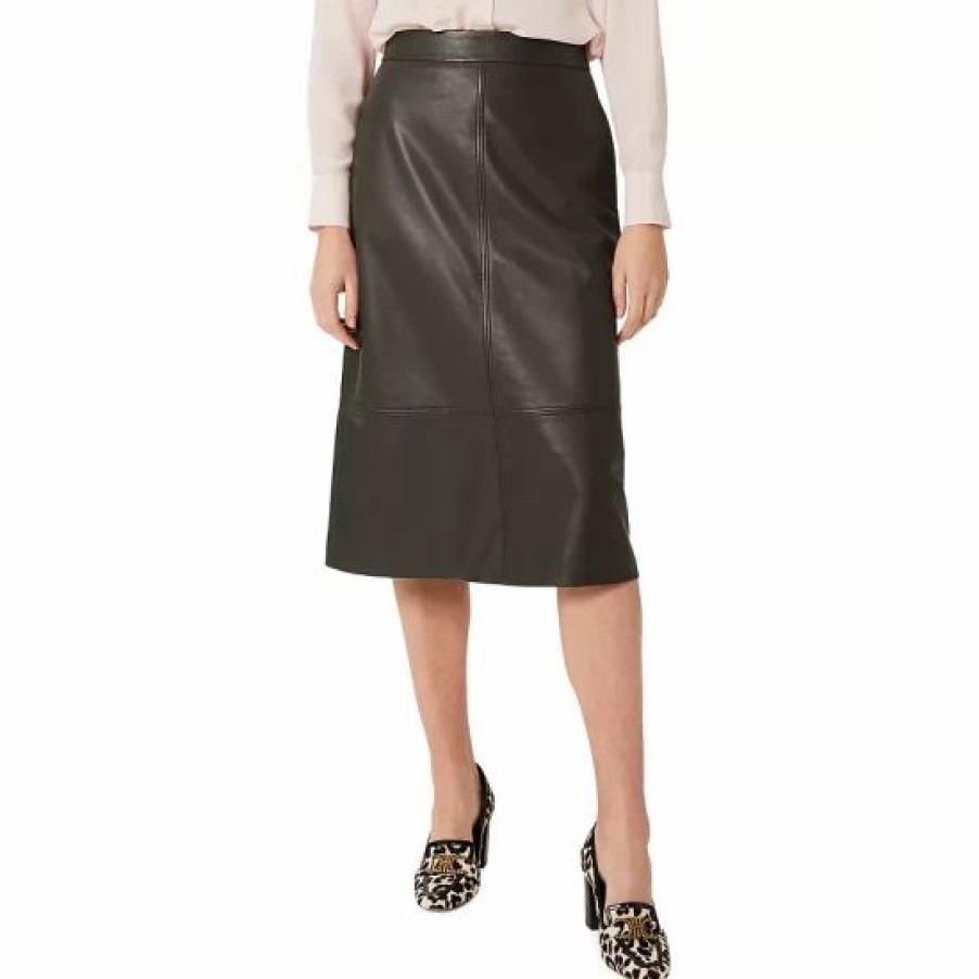 Skirt * | New Hobbs London Roxie Leather Skirt Birch Green