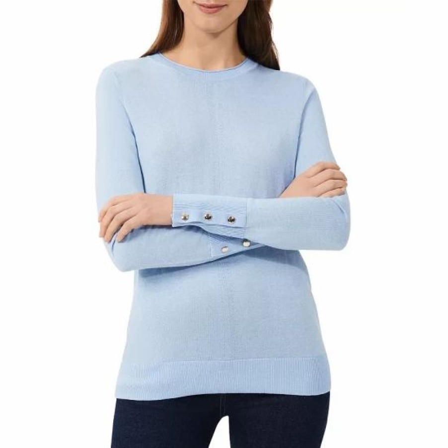 Sweater * | Best Reviews Of Hobbs London Morgan Button Sweater Powder Blue