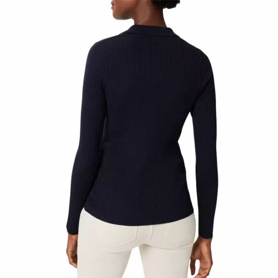 Sweater * | Brand New Hobbs London Peyton Ribbed Cardigan Hobbs Navy