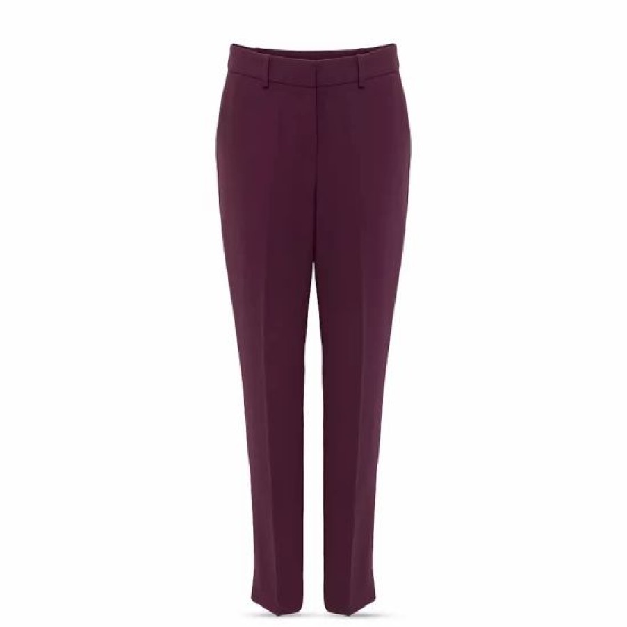 Pants * | Cheapest Hobbs London Adelia Tapered Pants Deep Plum — Jackytsale