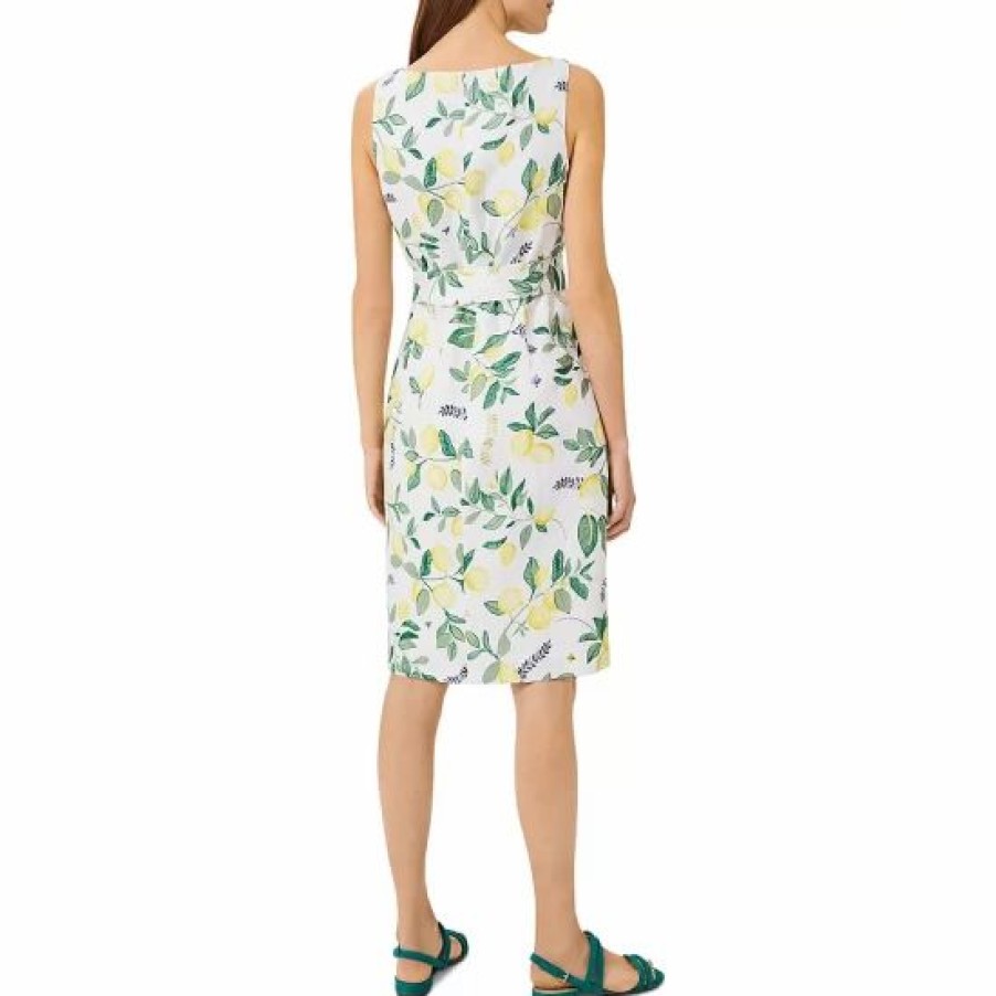 Dress * | Flash Sale Hobbs London Jaci Lemon Print Linen Sheath Dress White Multi