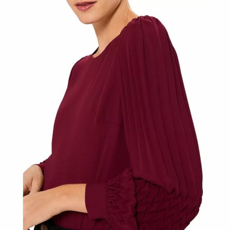 Top * | Best Reviews Of Hobbs London Katia Pleated Sleeve Top Dark Raspberry