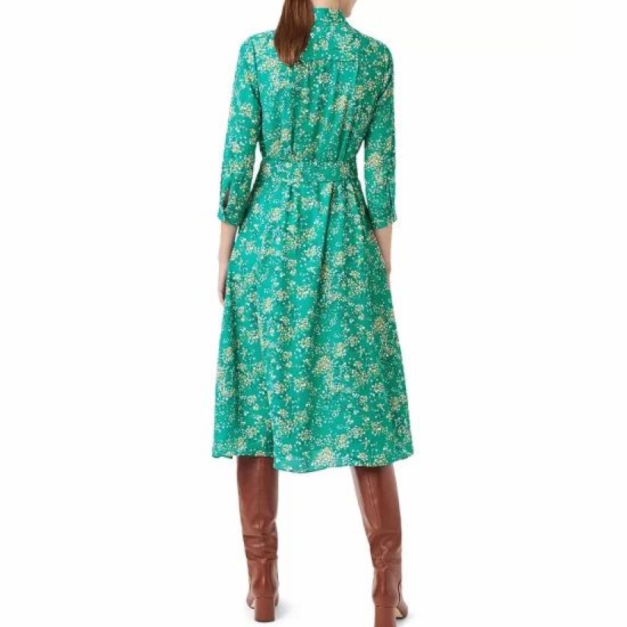 Dress * | Top 10 Hobbs London Lillian Printed Shirt Dress Meadow Green