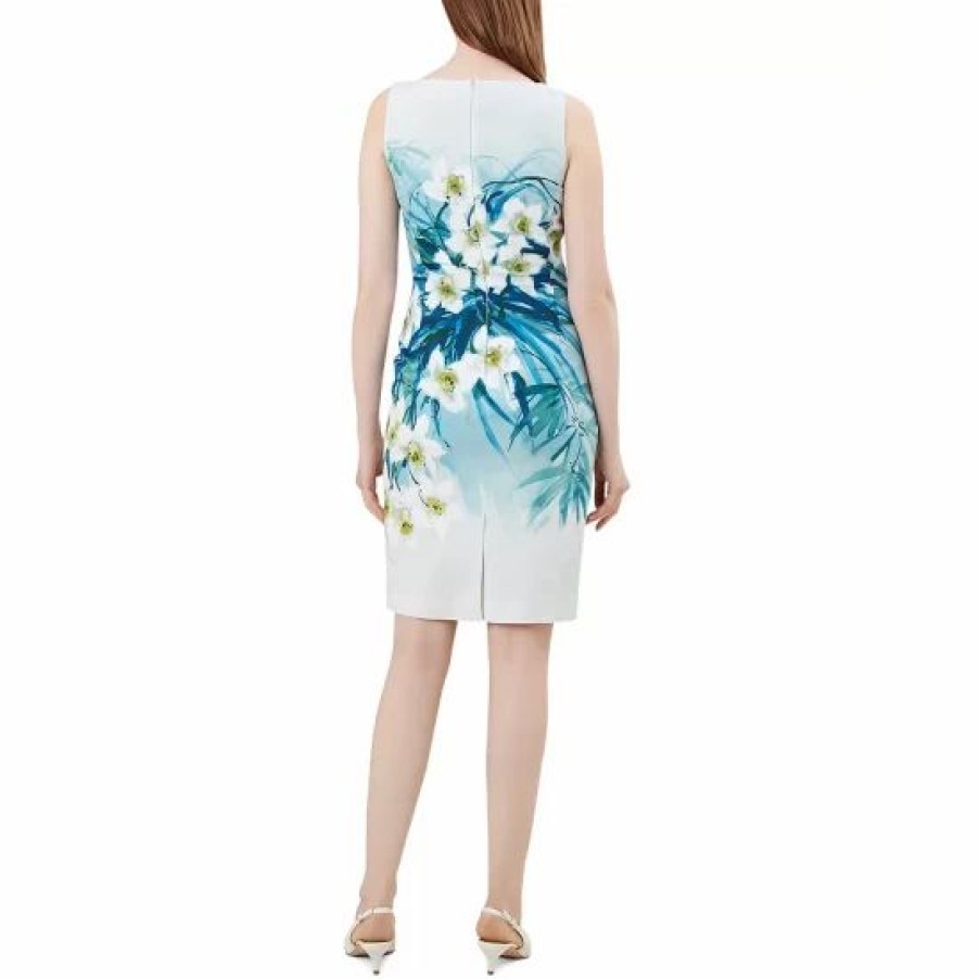 Dress * | Cheapest Hobbs London Amelie Floral Sheath Dress Blue Multi